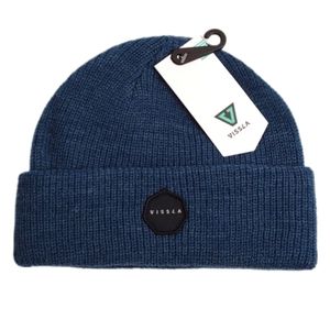 VISSLA Mens Trimline Rib Knit Beanie - Harbor Blue One Size New With Tags